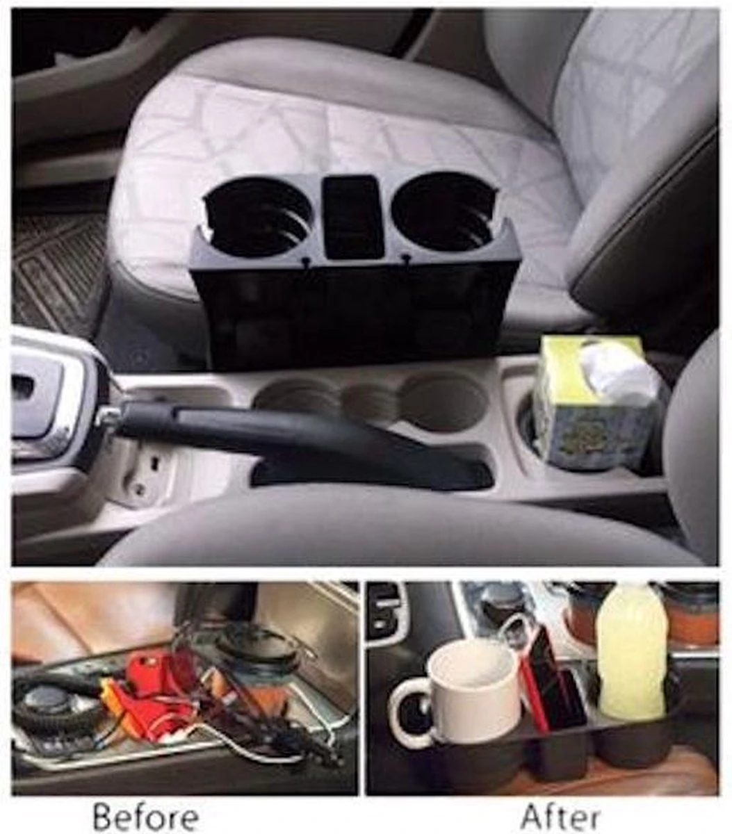 Merkloos Decopatent® Autostoel Organizer - Voor Tussen Auto Stoel / Console - Bekerhouder & Telefoonhouder - Opbergvakken - Auto Organiser - Afbeelding 10