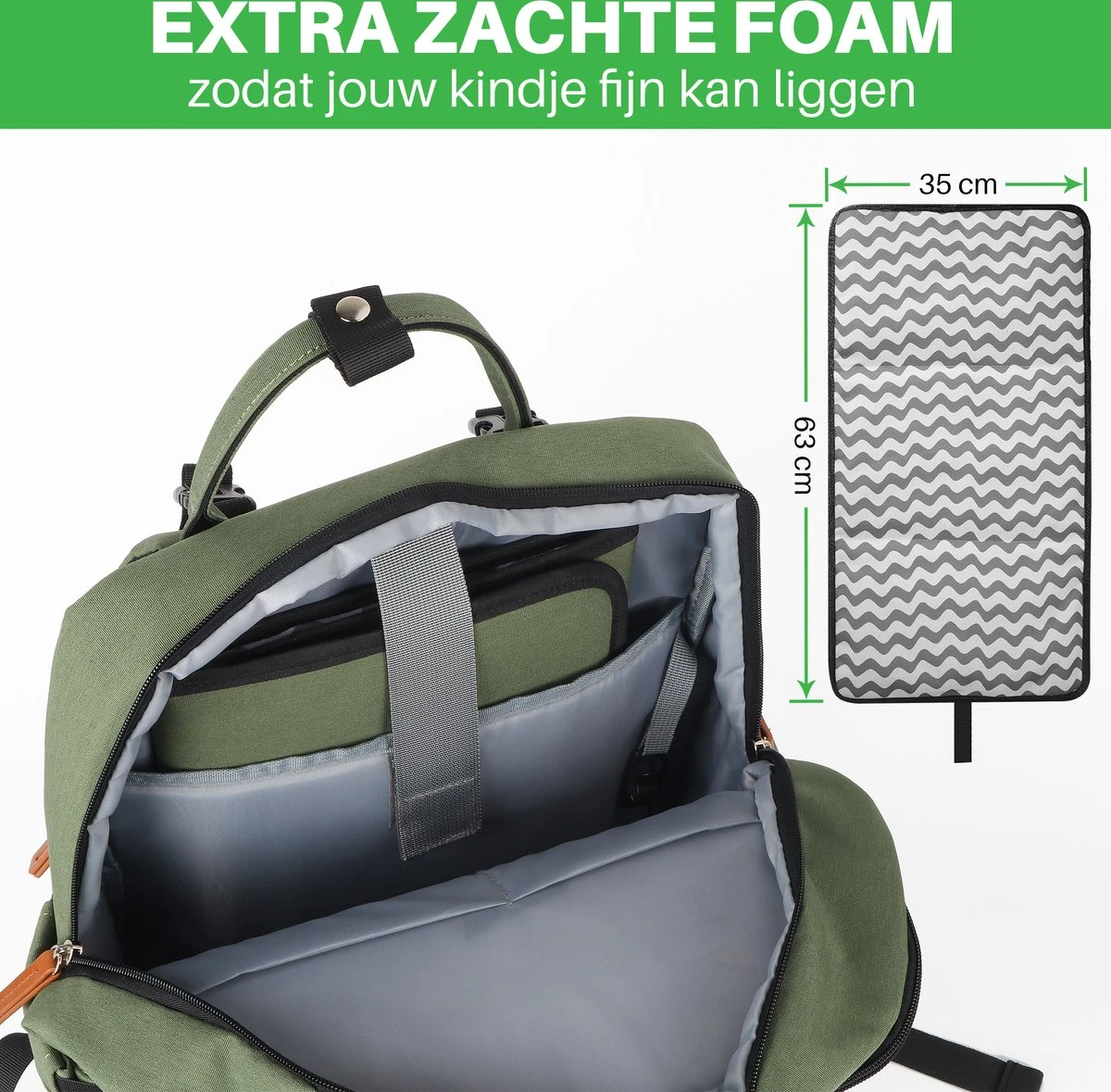 Brisby Slijtvaste Luiertas – Verzorgingstas – Met Buggymontage - Groen - Afbeelding 9