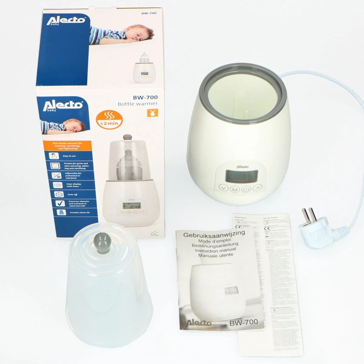Alecto BW-700 - Snelle Digitale Flessenwarmer 500W Voor Opwarmen, Steriliseren En Ontdooien - Inclusief Stoomkap - Bediening Via Display - Wit - Afbeelding 10