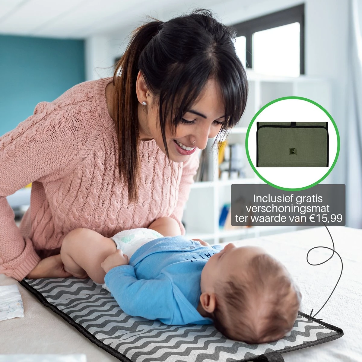 Brisby Slijtvaste Luiertas – Verzorgingstas – Met Buggymontage - Groen - Afbeelding 6