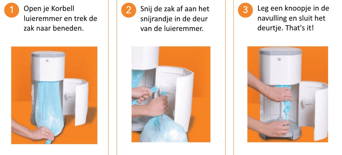 Korbell Luieremmer Navulling - 15L Zak - 3 Stuks - Afbeelding 3