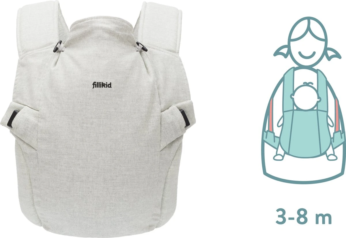 Fillikid Premium Draagzak - 2 In 1 - Ergonomisch - EU Gecertificeerd - Natural Sand - Ontworpen Met Draagconsulent - Afbeelding 4