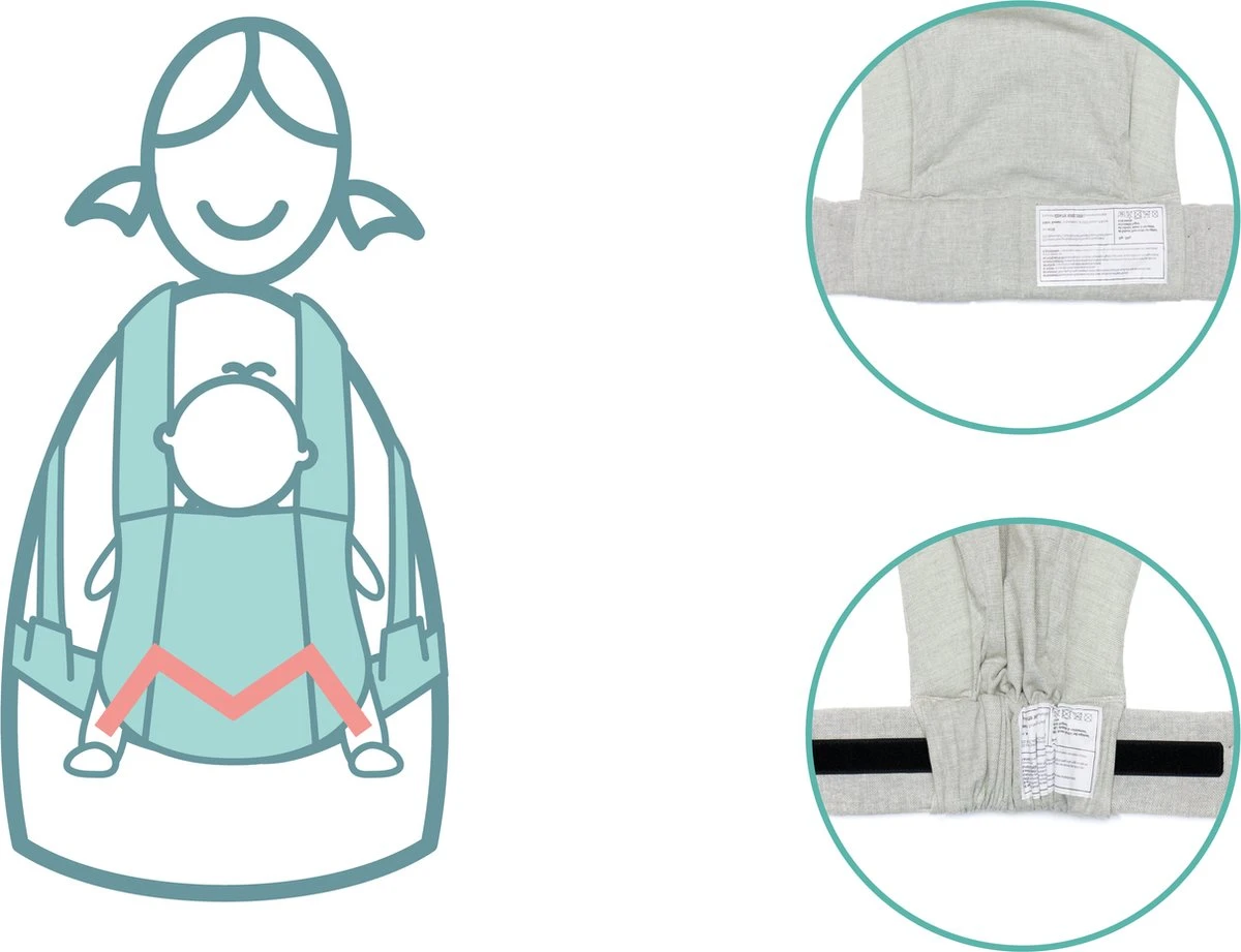 Fillikid Premium Draagzak - 2 In 1 - Ergonomisch - EU Gecertificeerd - Natural Sand - Ontworpen Met Draagconsulent - Afbeelding 5