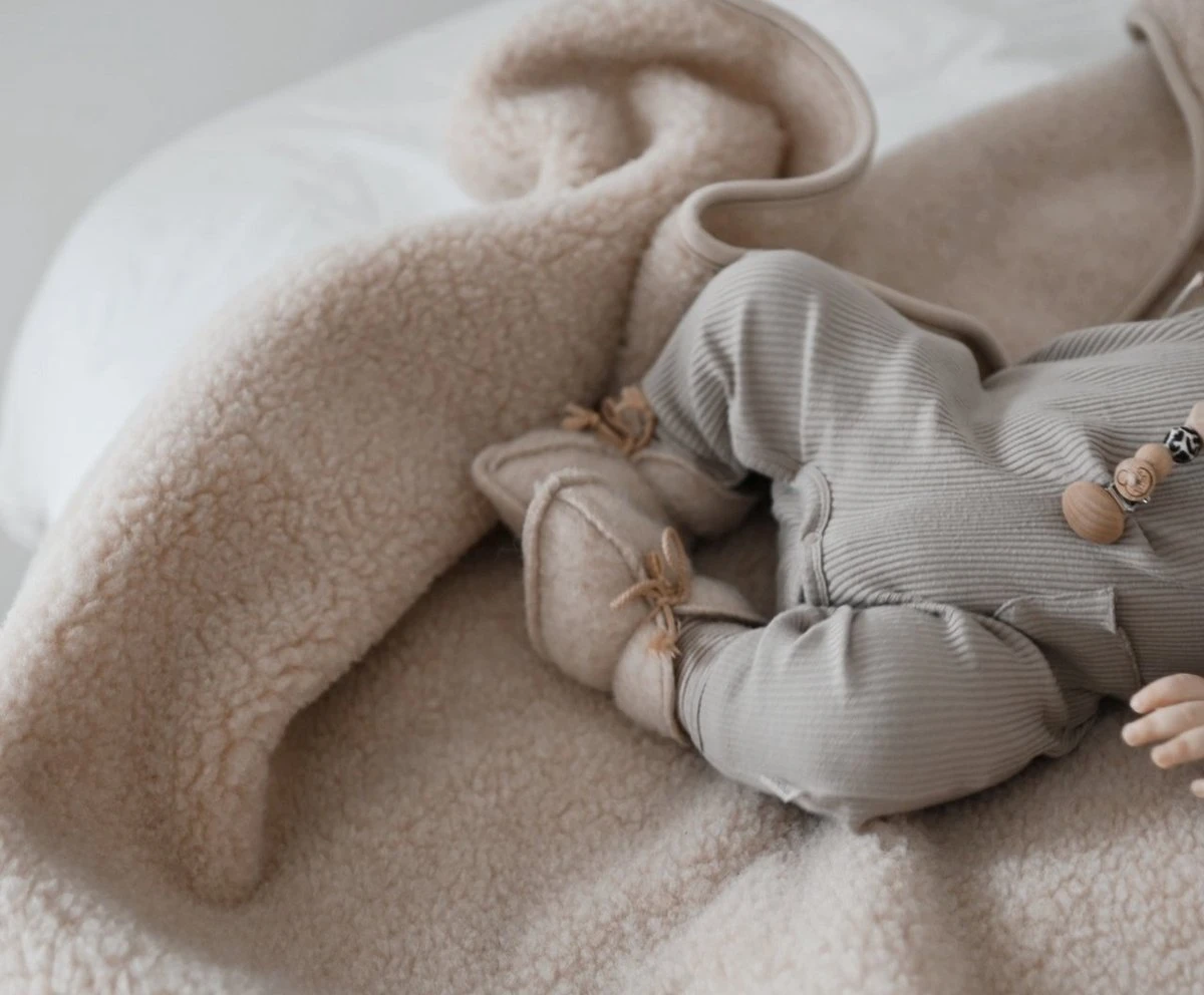 WOLLIES Amsterdam Ledikant Deken - Amandel - Merino Wol - 95 X 135 Cm - Afbeelding 5