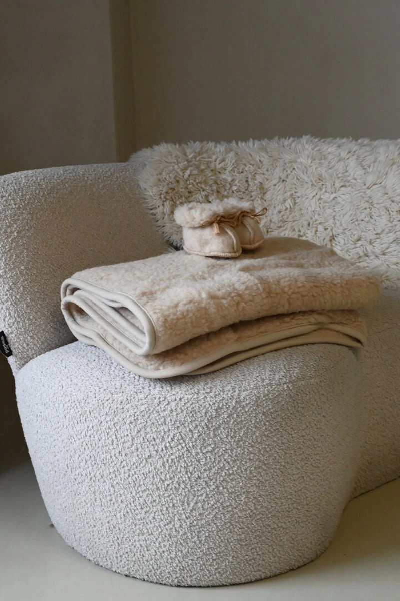 WOLLIES Amsterdam Ledikant Deken - Amandel - Merino Wol - 95 X 135 Cm - Afbeelding 3