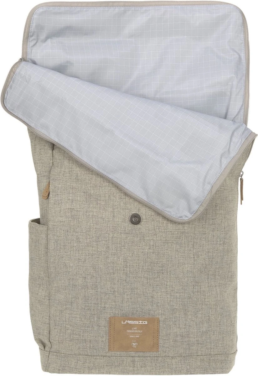 LÄSSIG Luiertas Rolltop Backpack Rugzak Incl Verschoningsmatje Choco Mélange Limited Edition - Afbeelding 8