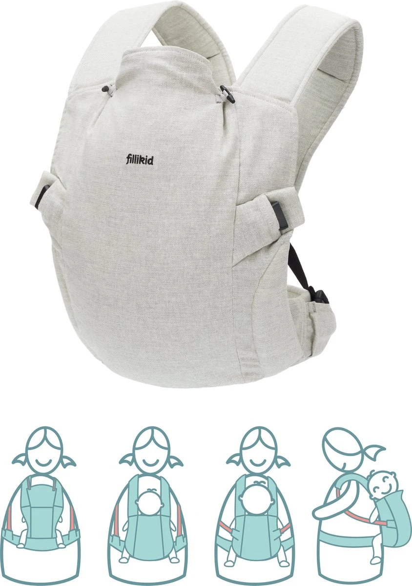 Fillikid Premium Draagzak - 2 In 1 - Ergonomisch - EU Gecertificeerd - Natural Sand - Ontworpen Met Draagconsulent - Afbeelding 6