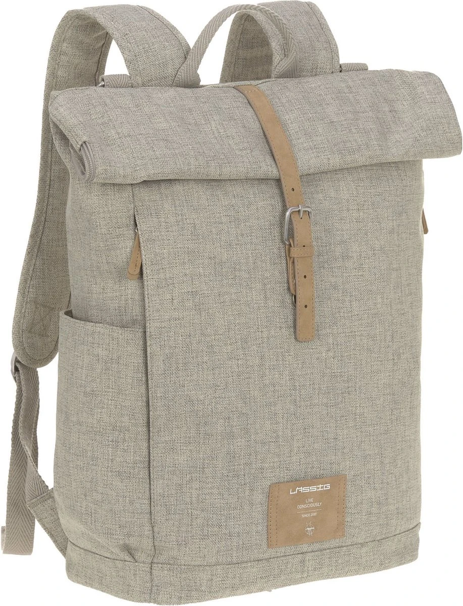 LÄSSIG Luiertas Rolltop Backpack Rugzak Incl Verschoningsmatje Choco Mélange Limited Edition
